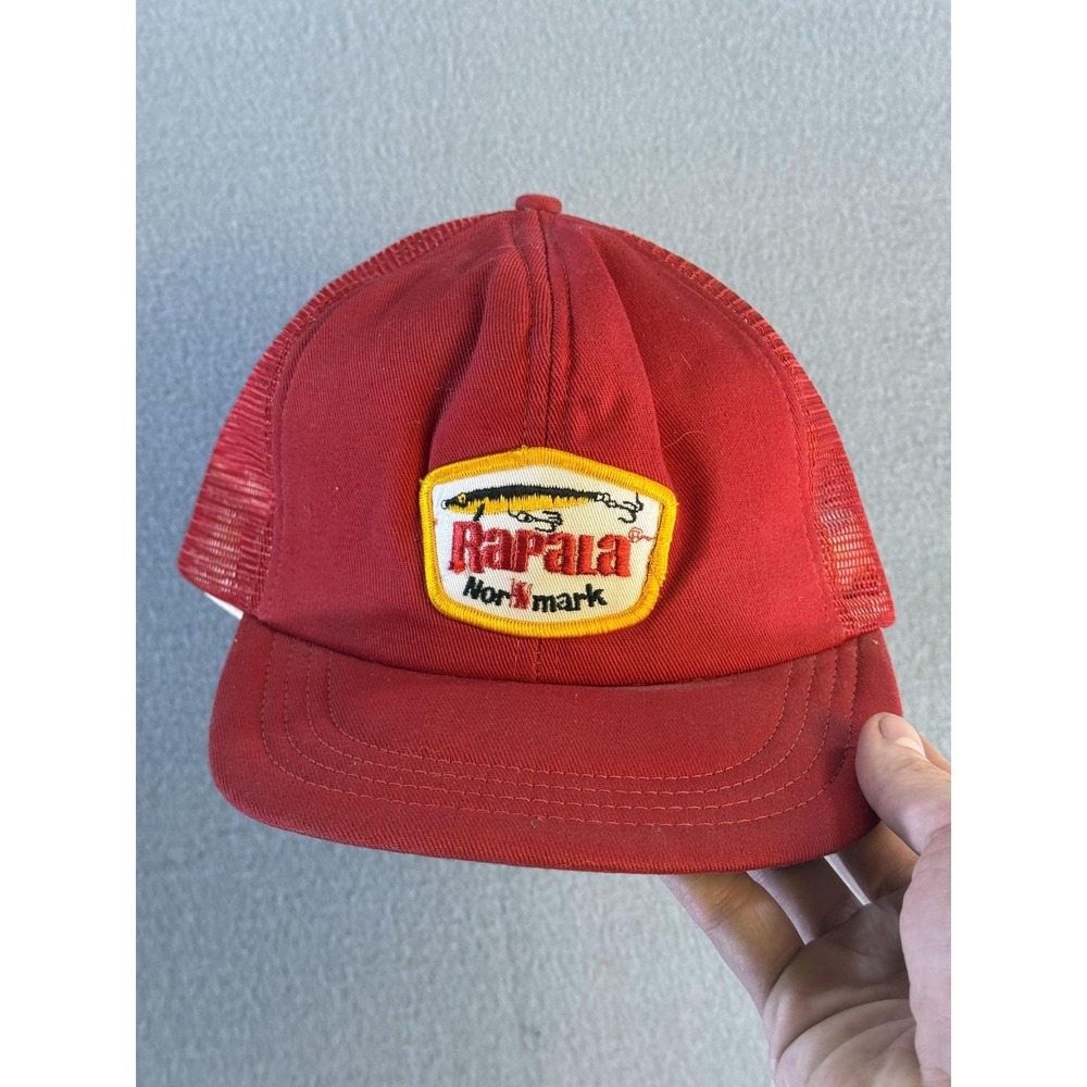 Vintage Rapala Normark Hat Cap Snap Back Mens One Size Red Mesh Trucker Fishing